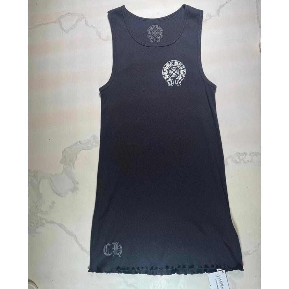 Chrome Hearts Cross Logo Ribbed Tank Top Black Large